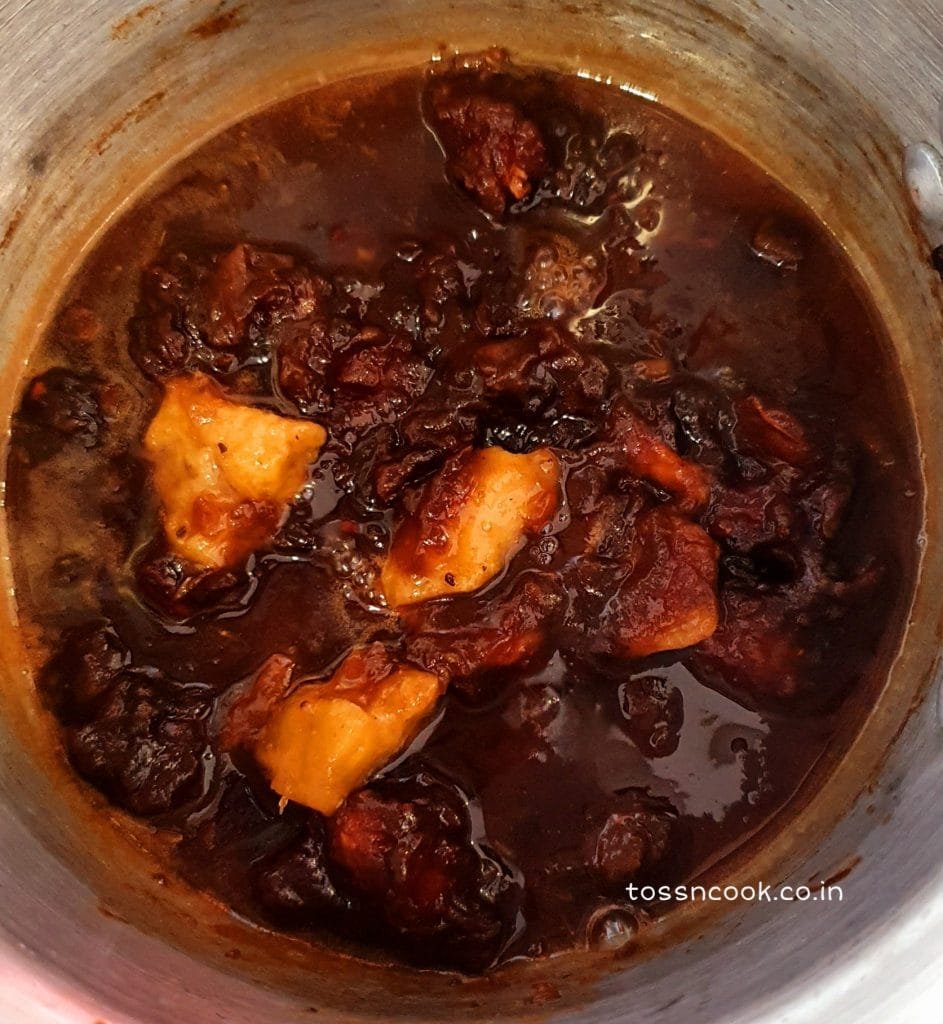 Boiling jaggery, tamarind and dates