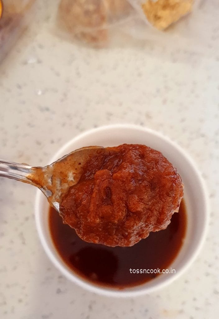 Pulp of tamarind on a spoon