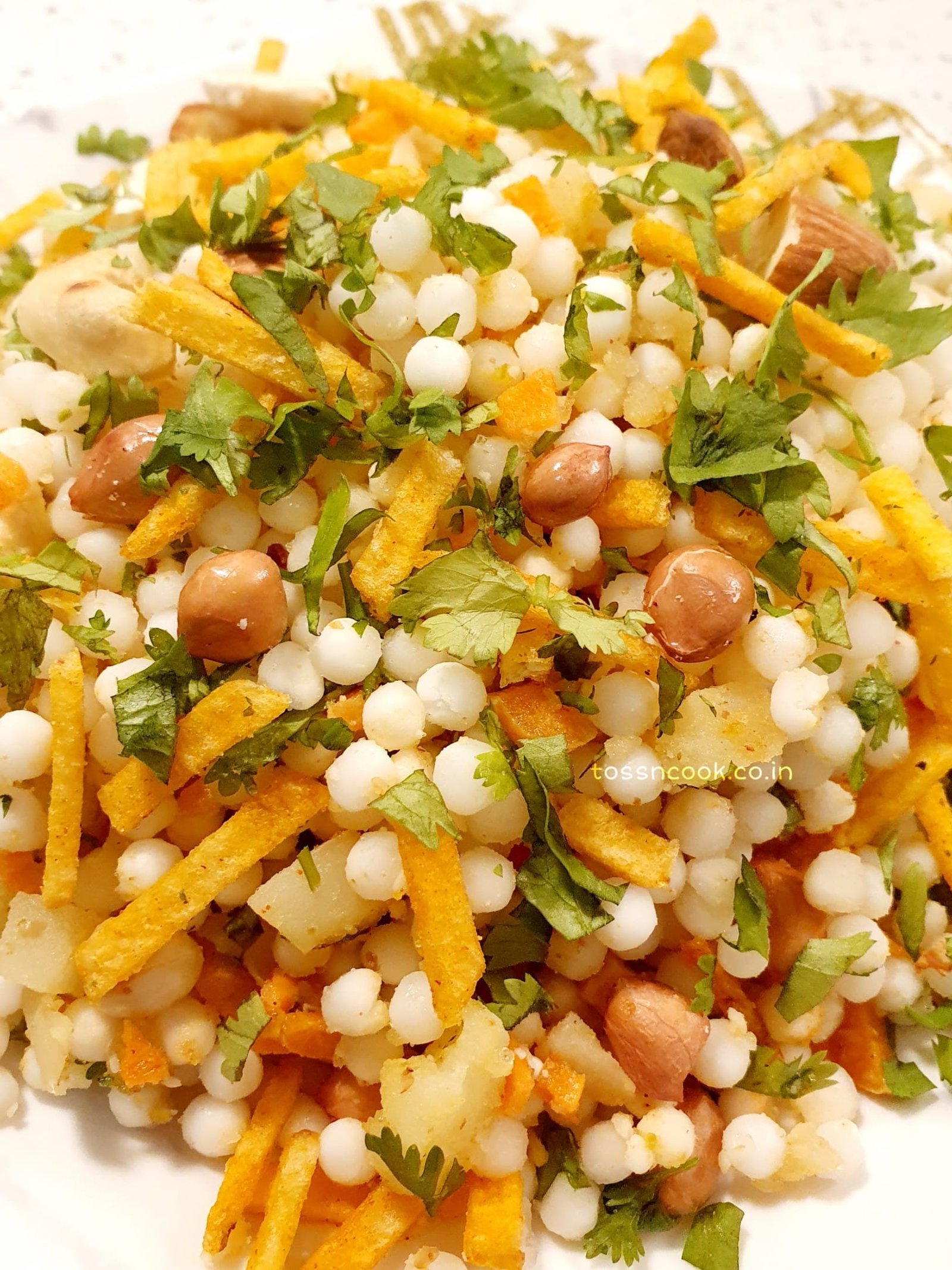 Sabudana Chaat served in a plate