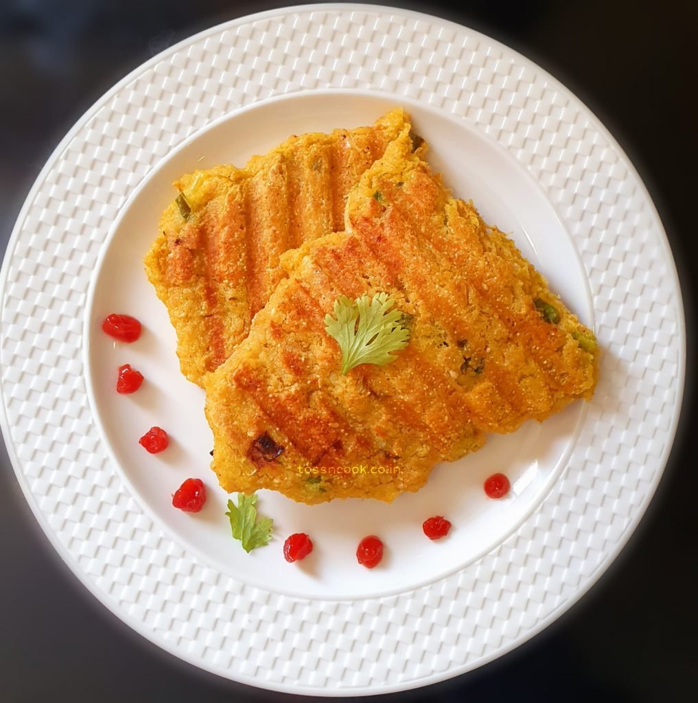 Grilled Oat pancake pieces serves in aplate