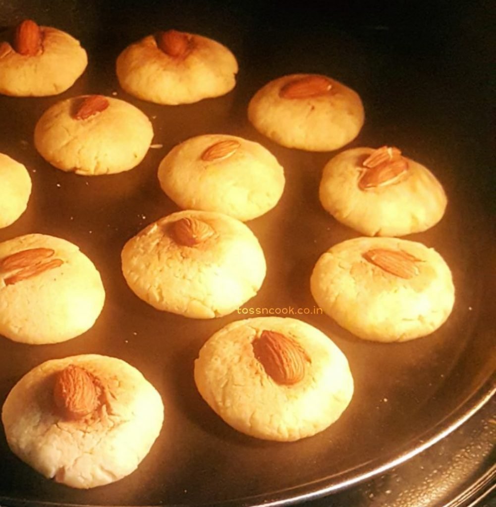 Almond Cookies while baking in the oven