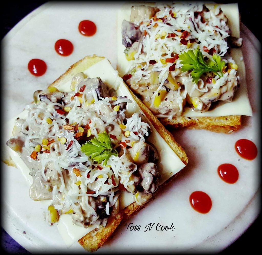 Open Cheese and Mushroom Toast