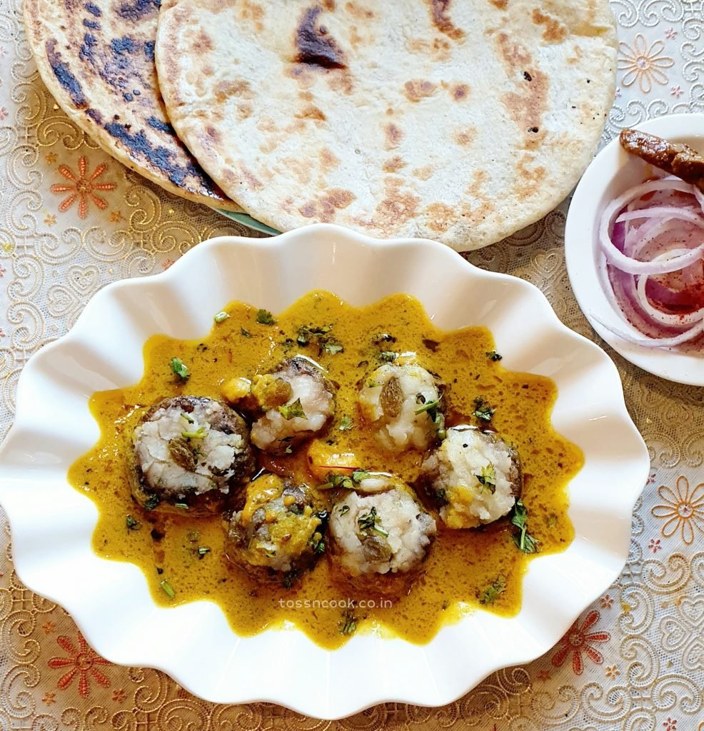 Zafrani Kumbh Kofta | Mushroom Kofta in Yellow Gravy