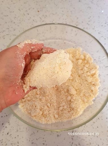 All purpose flour in the bowl and some taken in hand to show